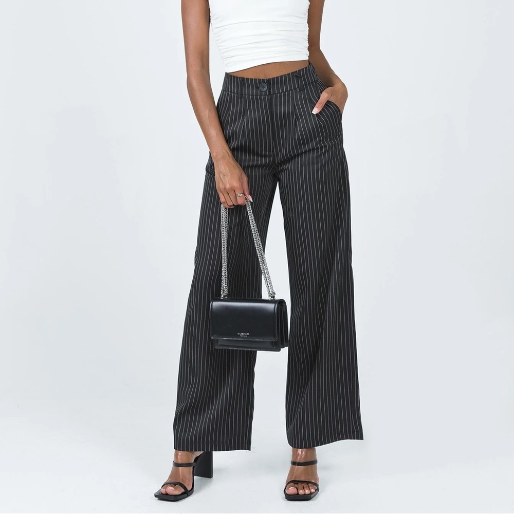 Princess Polly Black Pinstripe Trousers